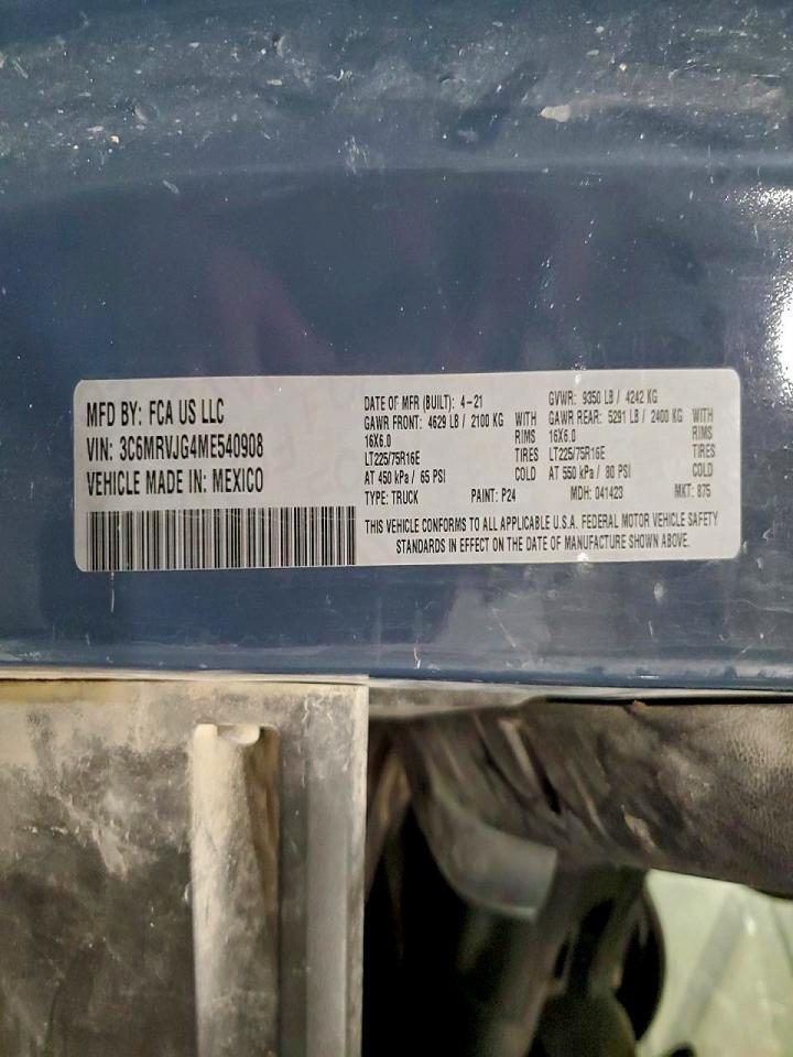 2021 RAM PROMASTER 3500 DELIVERY VAN photo 12