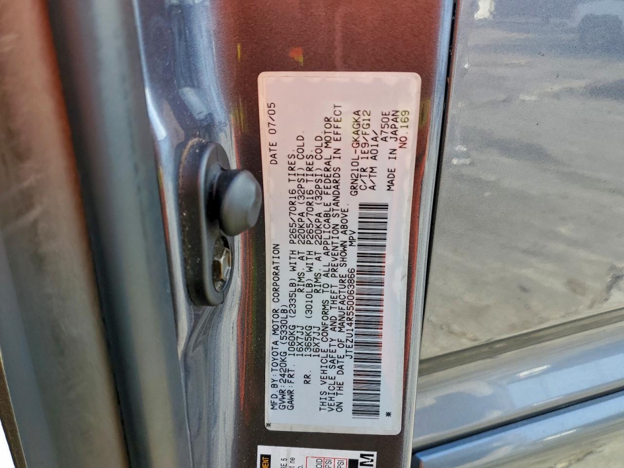 2005 TOYOTA 4RUNNER SR5 photo 13