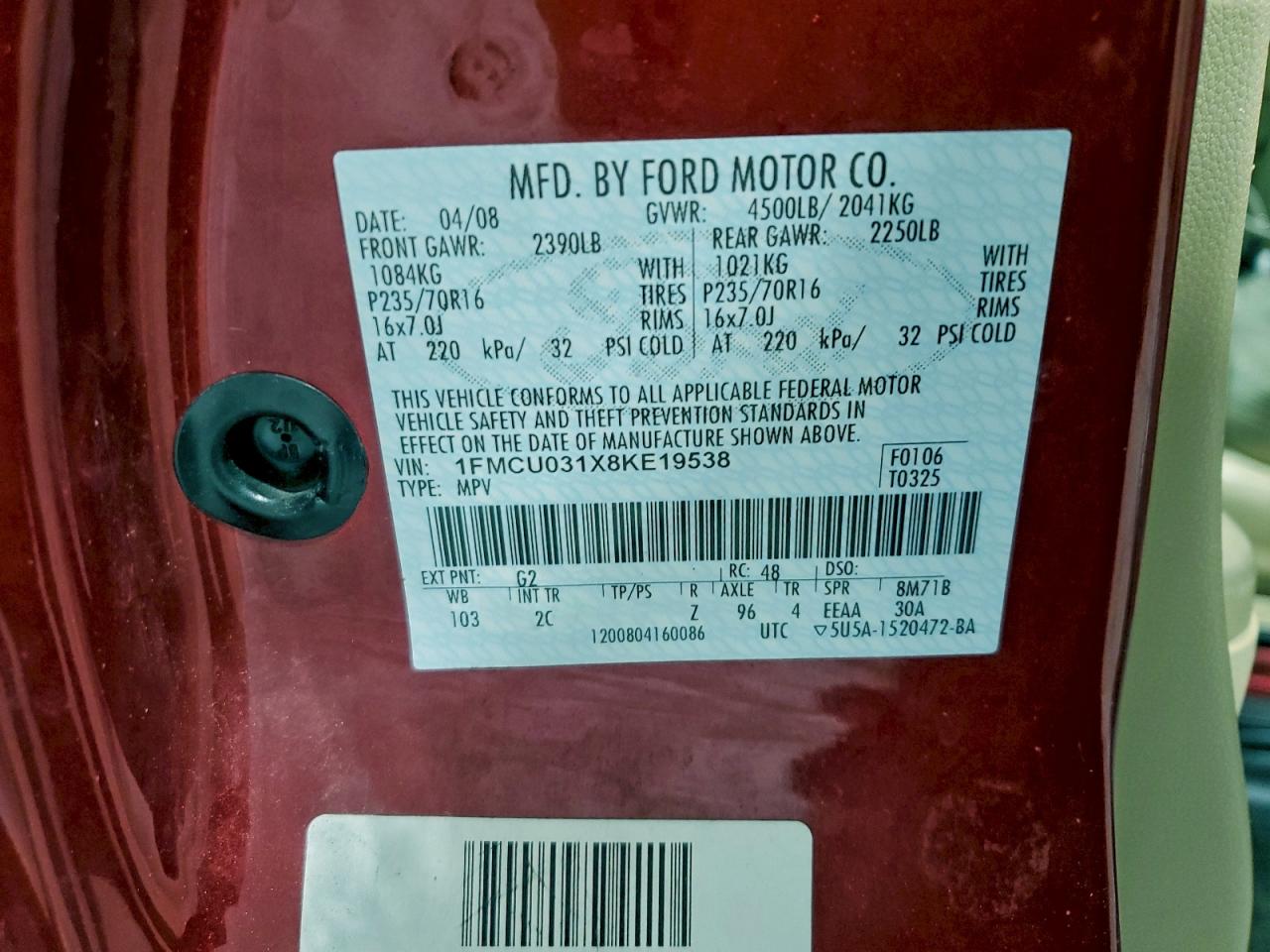 2008 FORD ESCAPE XLT photo 13