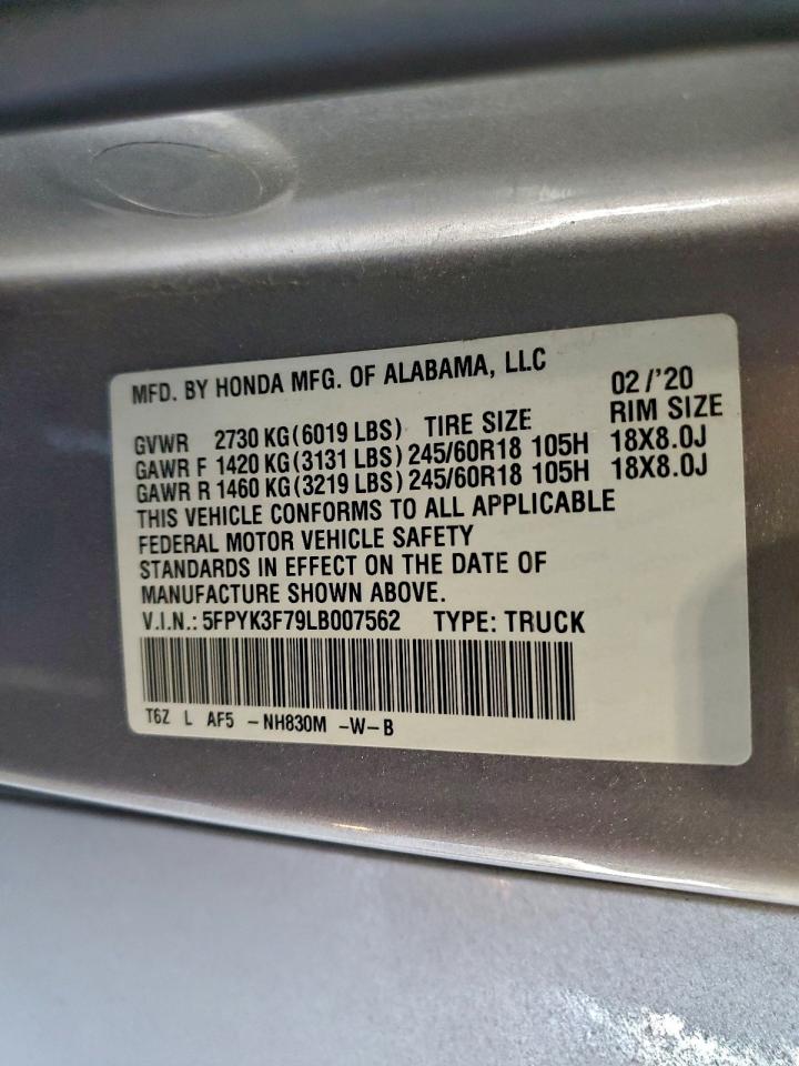 2020 HONDA RIDGELINE RTL photo 13