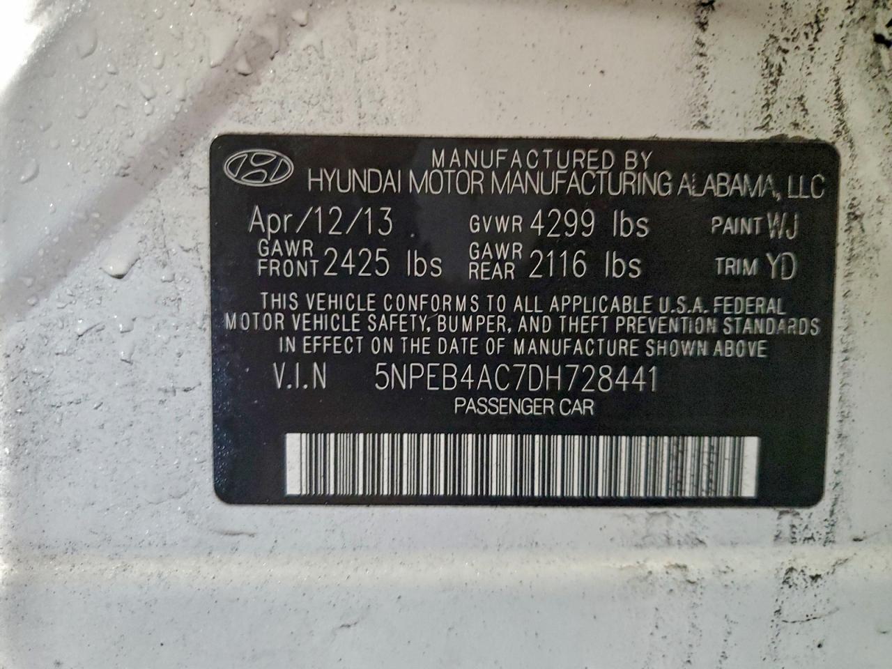 2013 HYUNDAI SONATA GLS photo 13