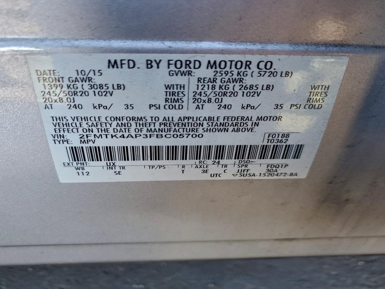 2015 FORD EDGE SPORT photo 13