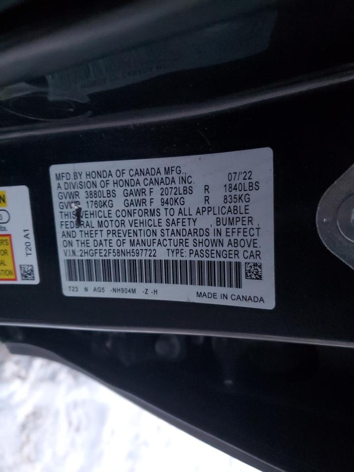2022 HONDA CIVIC SPORT photo 12