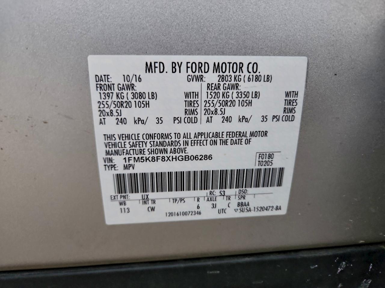 2017 FORD EXPLORER LIMITED photo 13