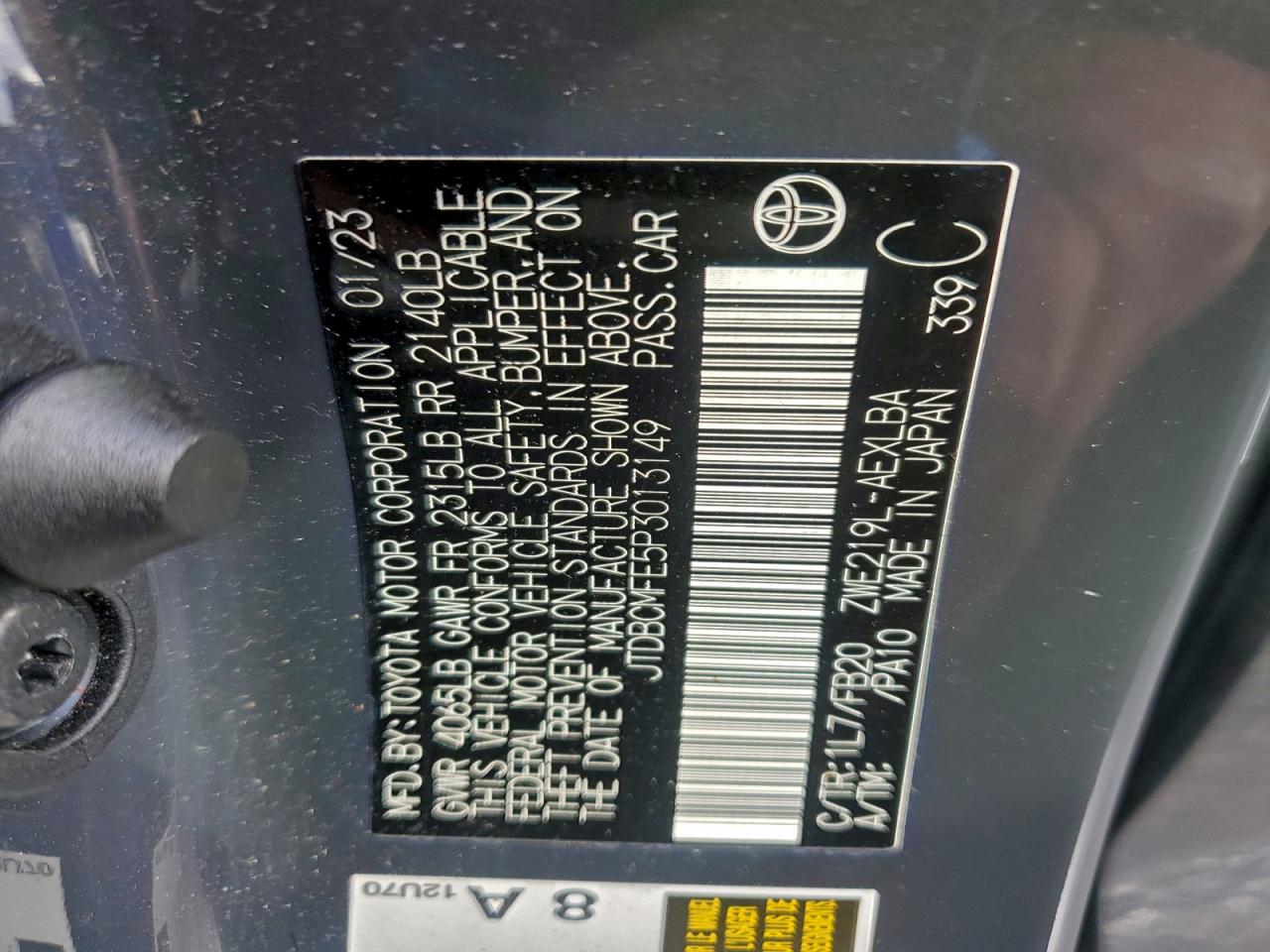 2023 TOYOTA COROLLA LE photo 12