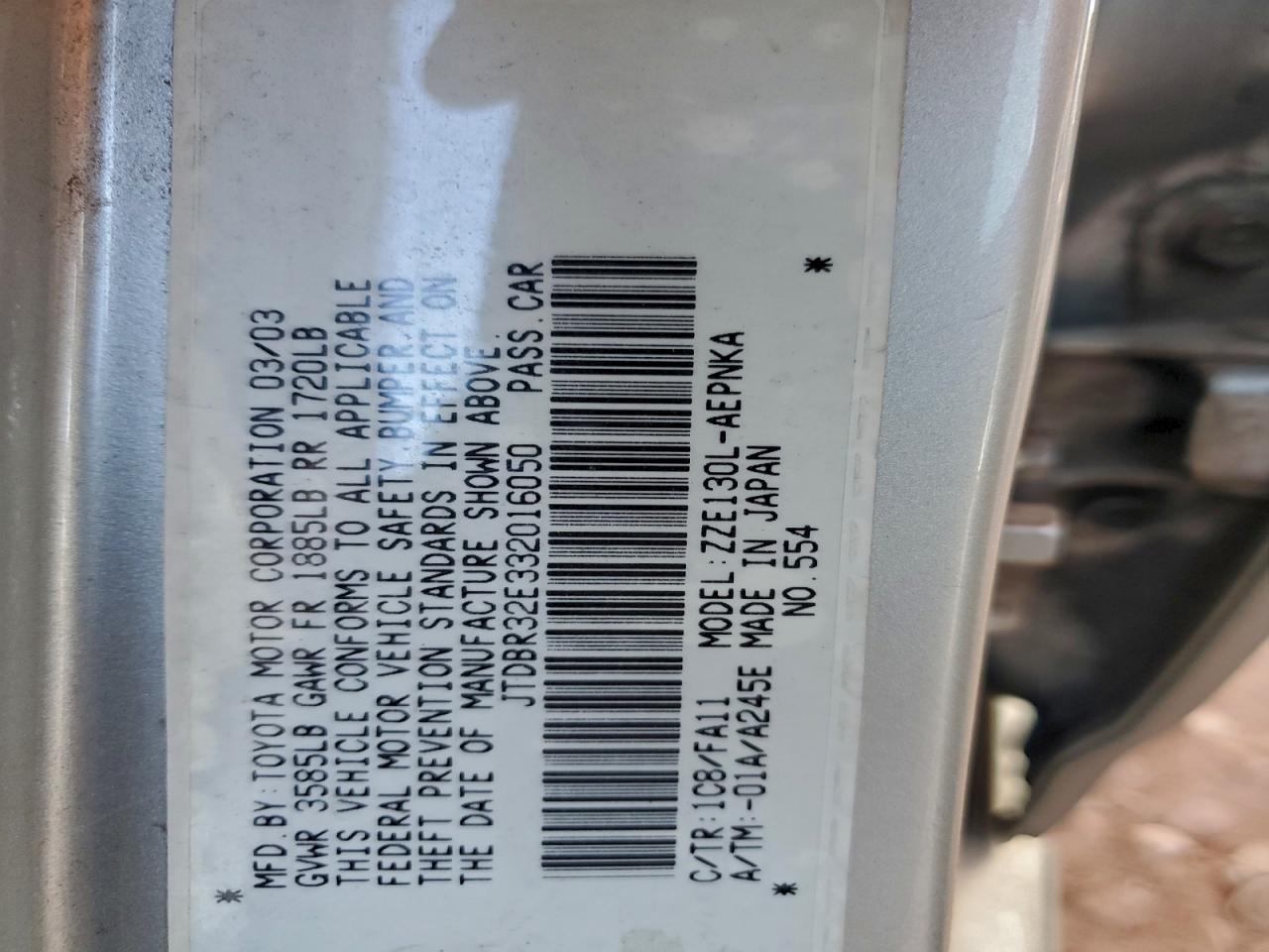 2003 TOYOTA COROLLA CE photo 13