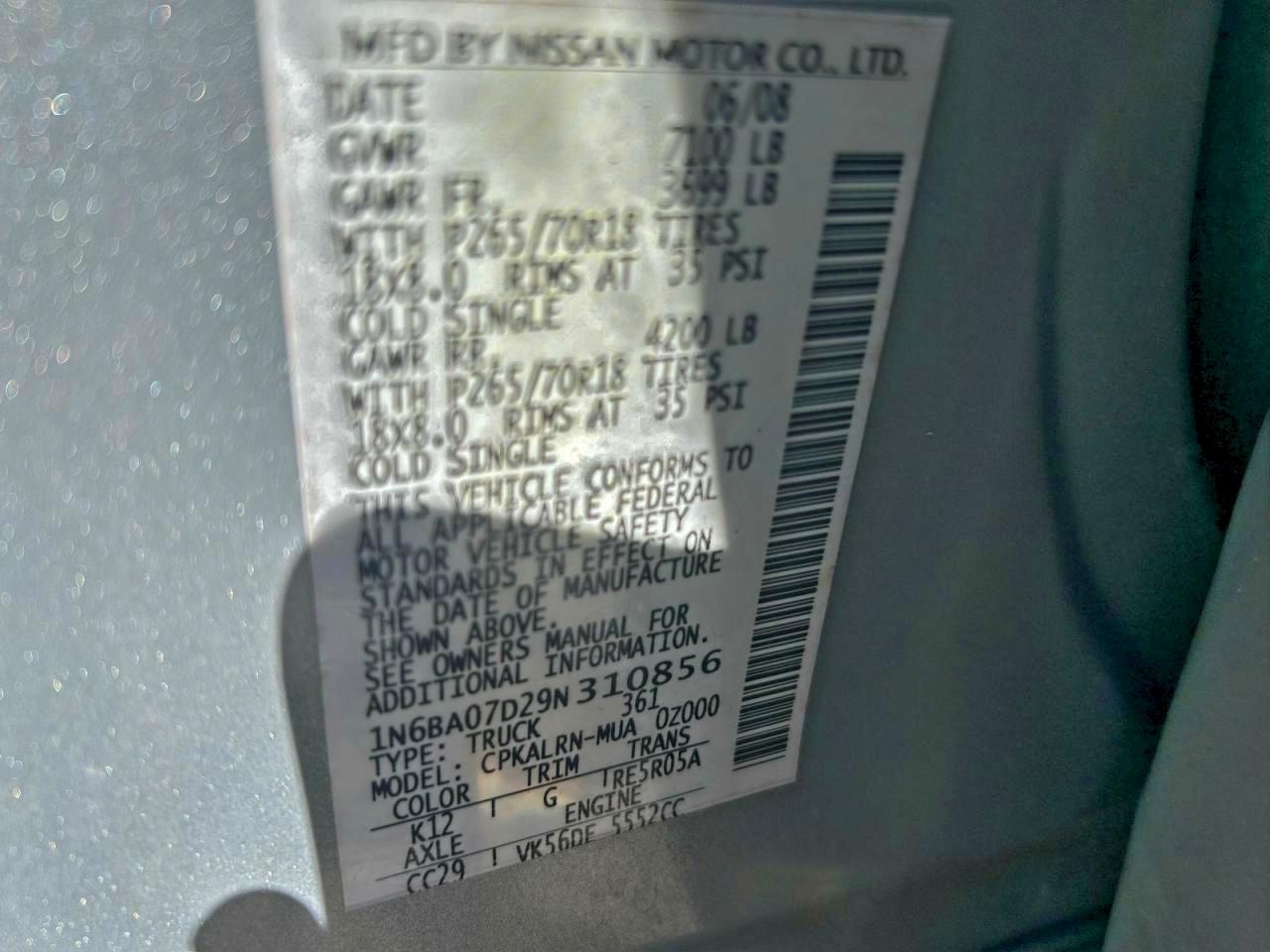 2009 NISSAN TITAN XE photo 28