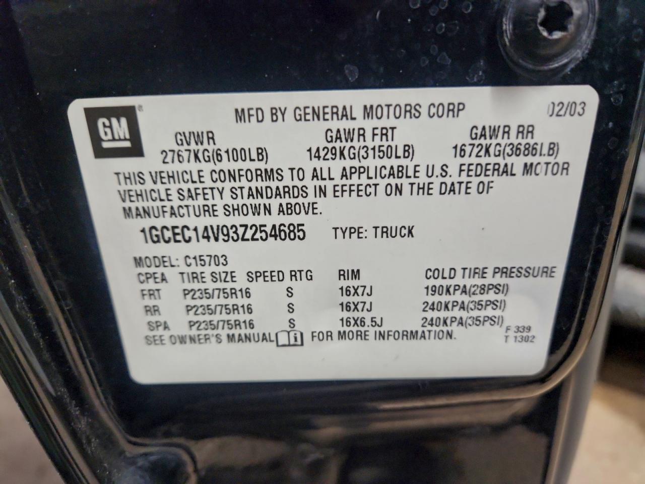 2003 CHEVROLET SILVERADO C1500 photo 13