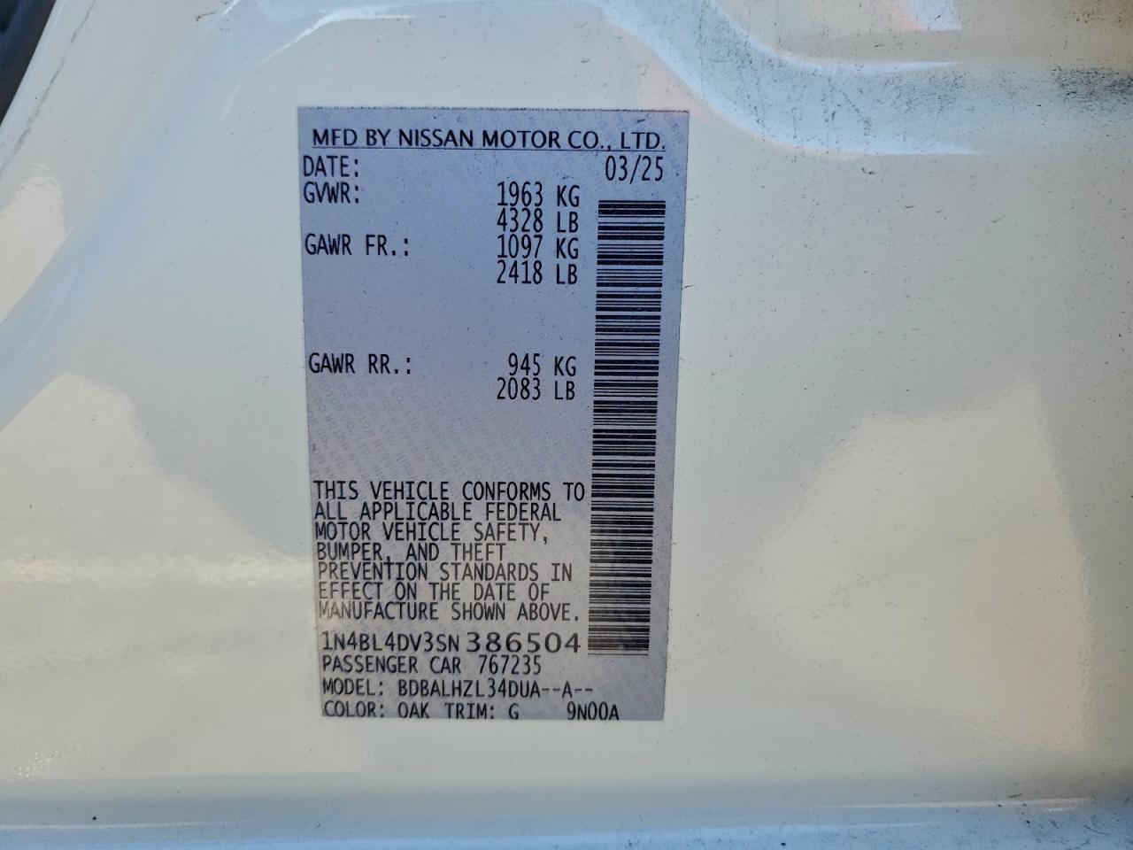 2025 NISSAN ALTIMA SV photo 25