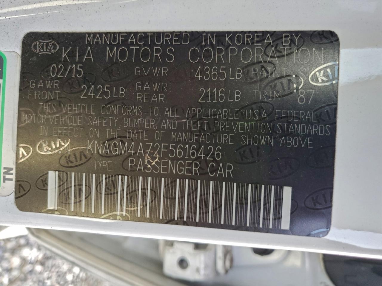2015 KIA OPTIMA LX photo 12