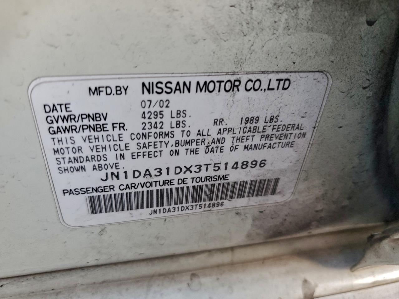2003 NISSAN MAXIMA GLE photo 13