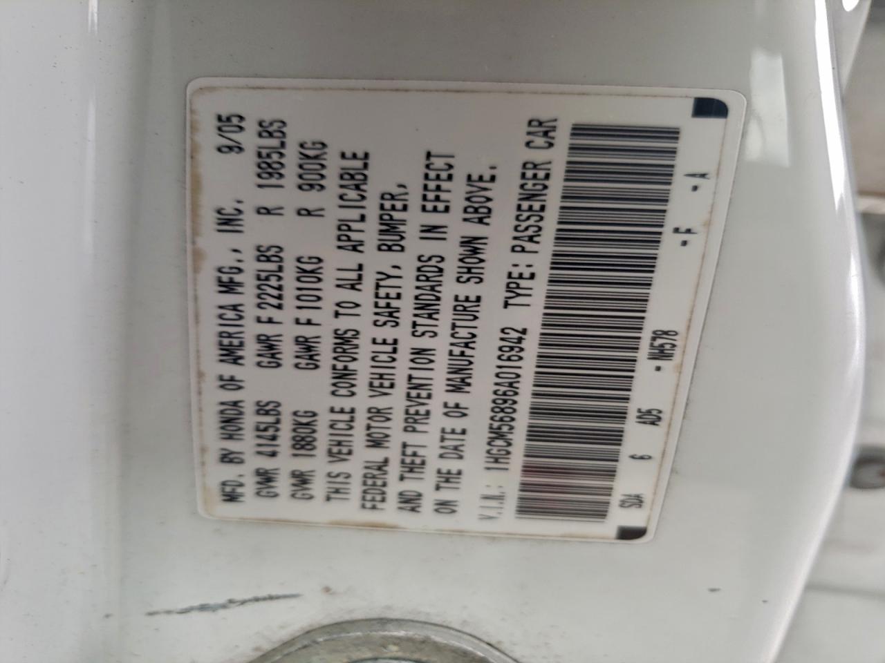 2006 HONDA ACCORD EX photo 13