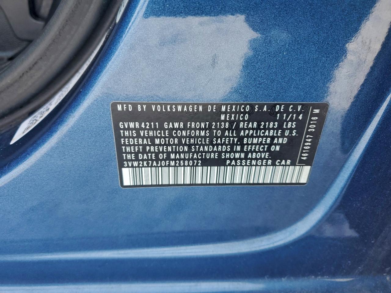 2015 VOLKSWAGEN JETTA BASE photo 12