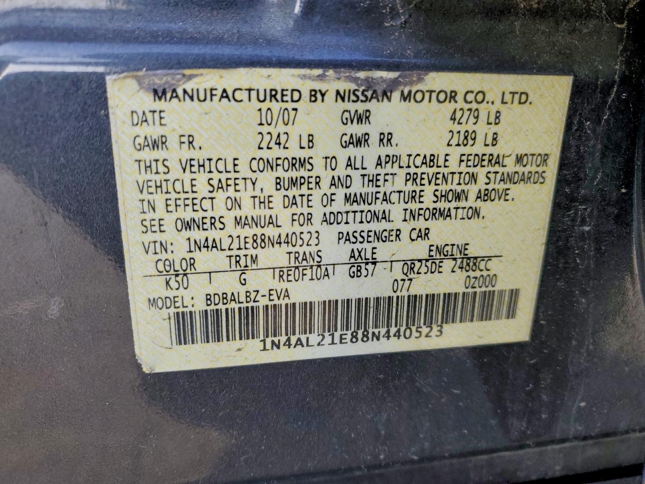 2008 NISSAN ALTIMA 2.5 photo 12