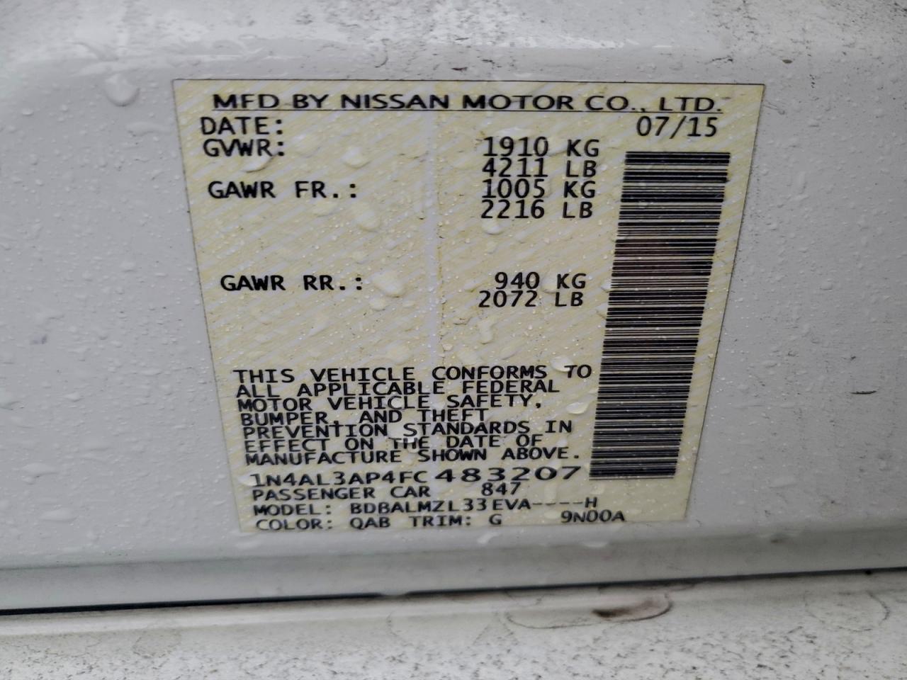 2015 NISSAN ALTIMA 2.5 photo 13