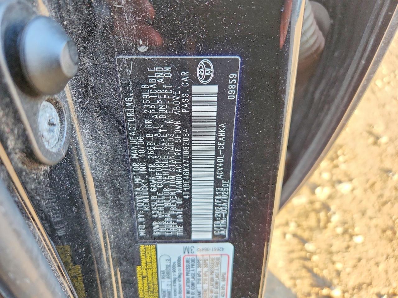 2007 TOYOTA CAMRY LE photo 12