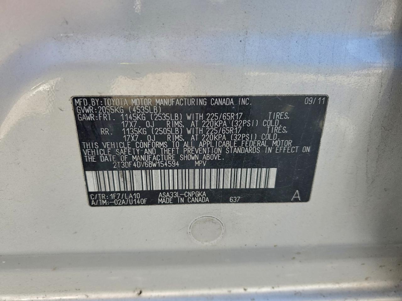 2011 TOYOTA RAV4 LIMITED photo 13