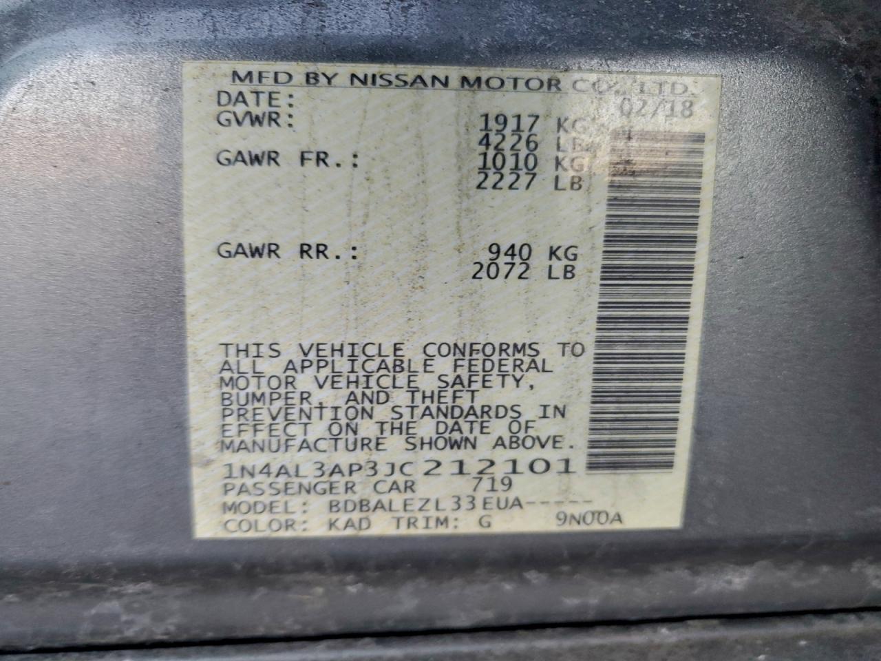 2018 NISSAN ALTIMA 2.5 photo 12