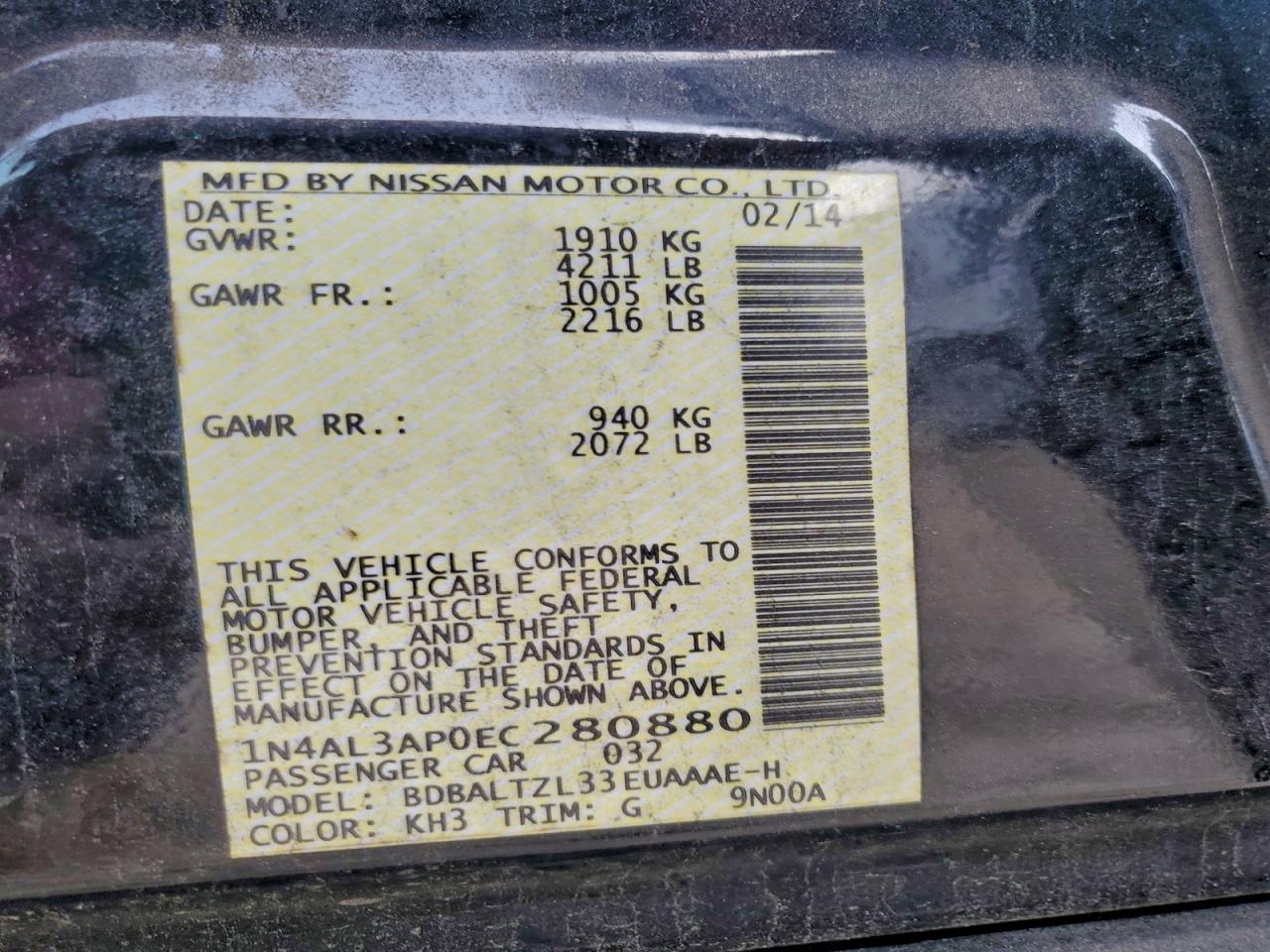 2014 NISSAN ALTIMA 2.5 photo 13