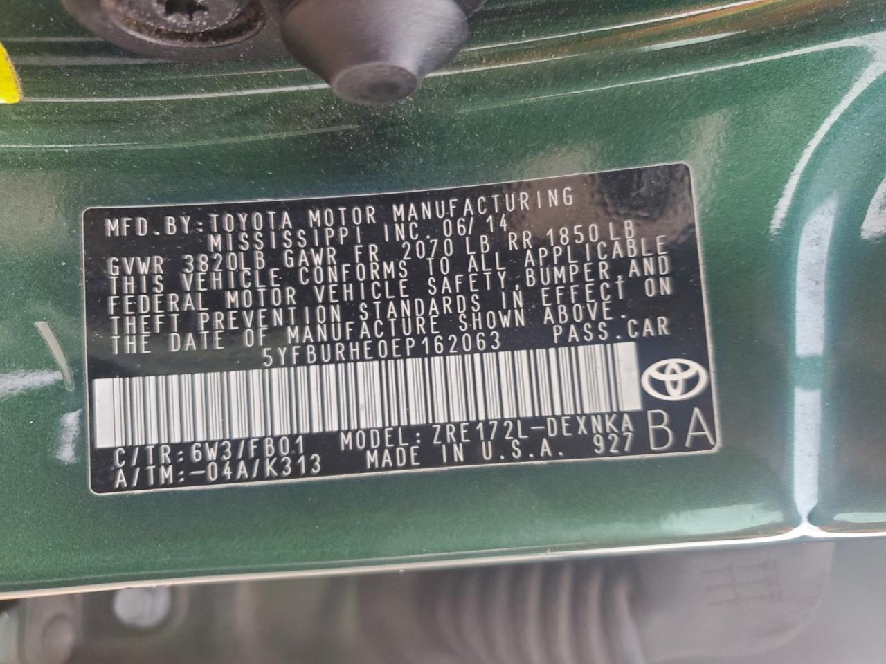 2014 TOYOTA COROLLA L photo 13