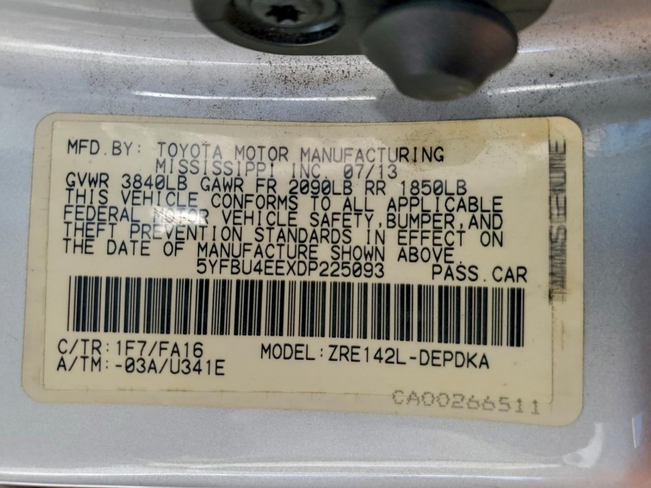 2013 TOYOTA COROLLA BASE photo 12