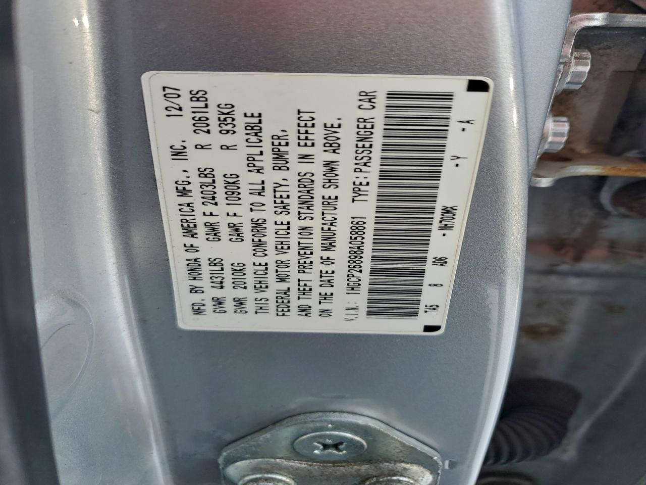 2008 HONDA ACCORD EXL photo 12