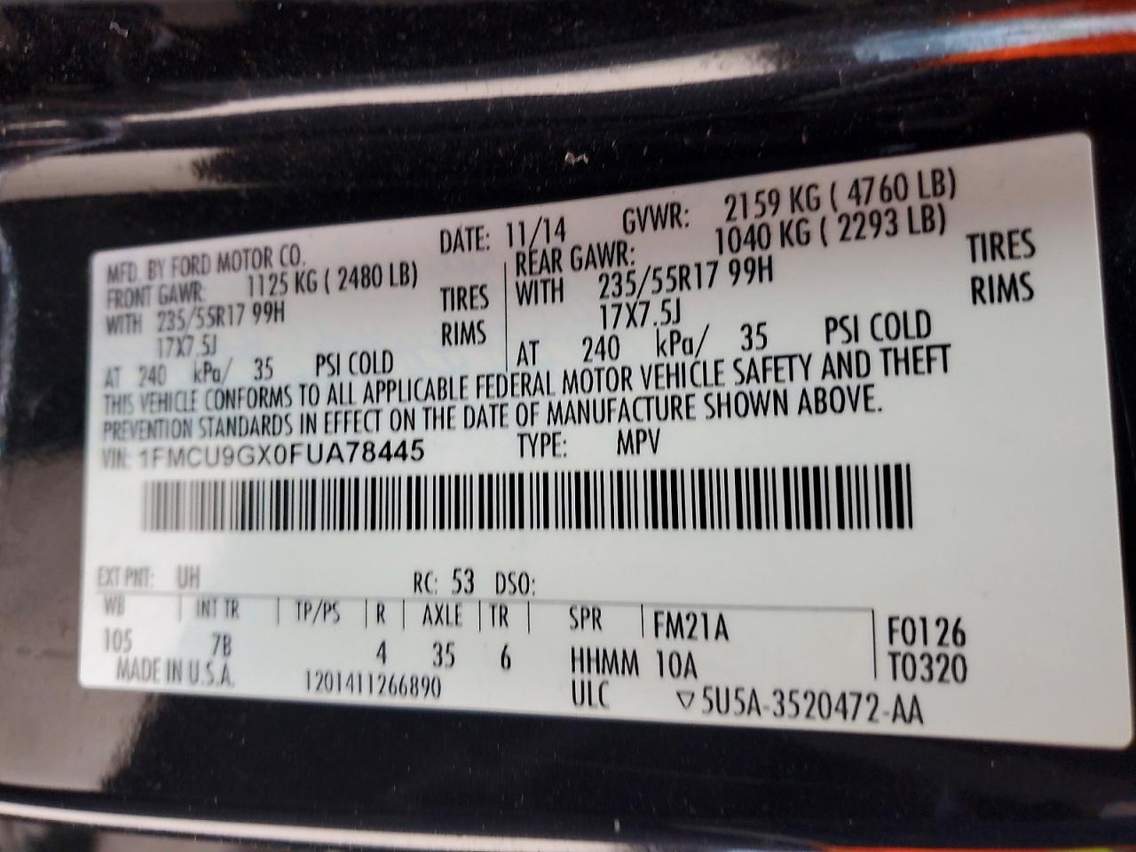 2015 FORD ESCAPE SE photo 13