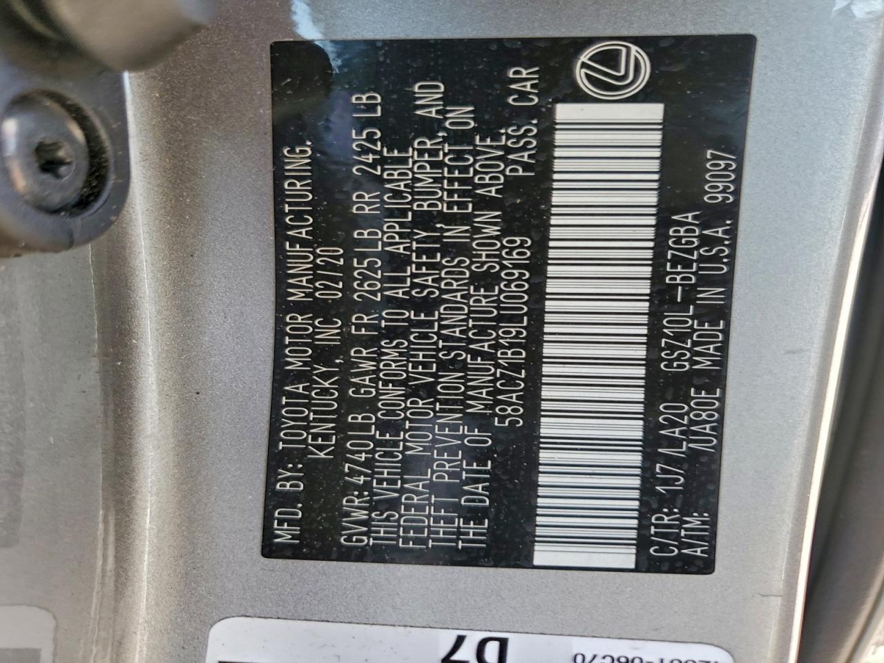 2020 LEXUS ES 350 BASE photo 12