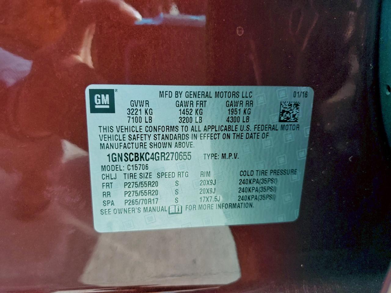 2016 CHEVROLET TAHOE C1500 LT photo 13