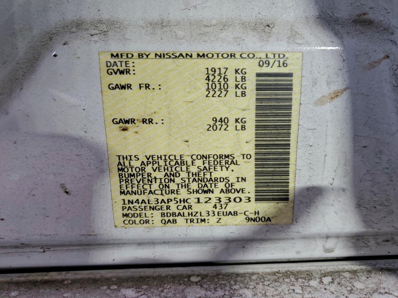 2017 NISSAN ALTIMA 2.5 photo 13