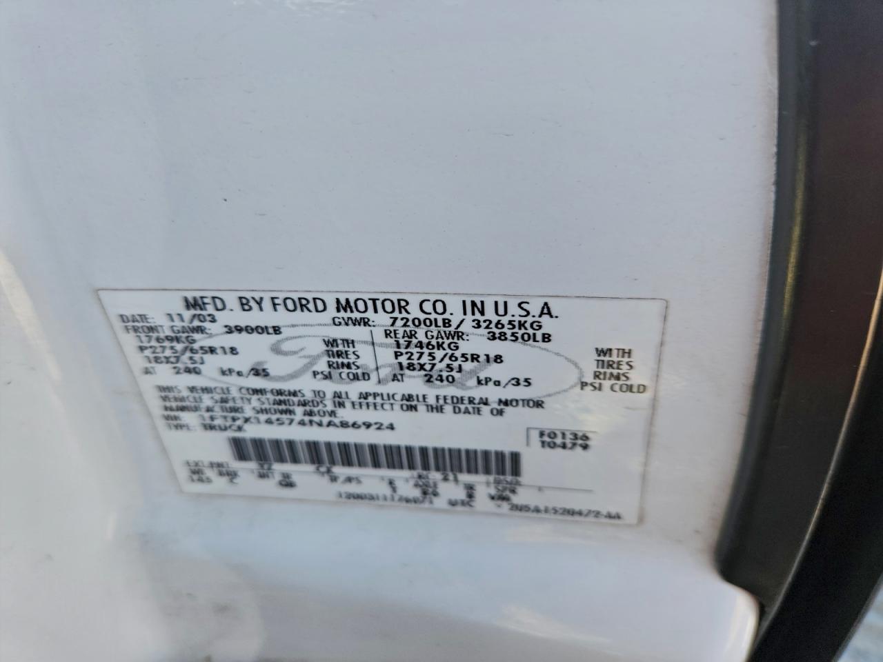 2004 FORD F150 photo 12