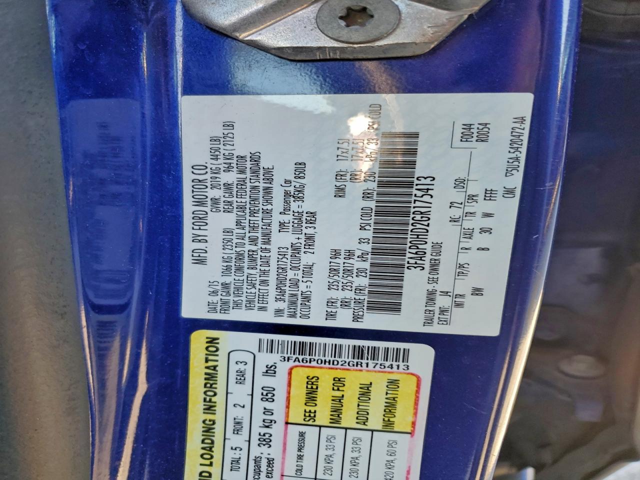 2016 FORD FUSION SE photo 12