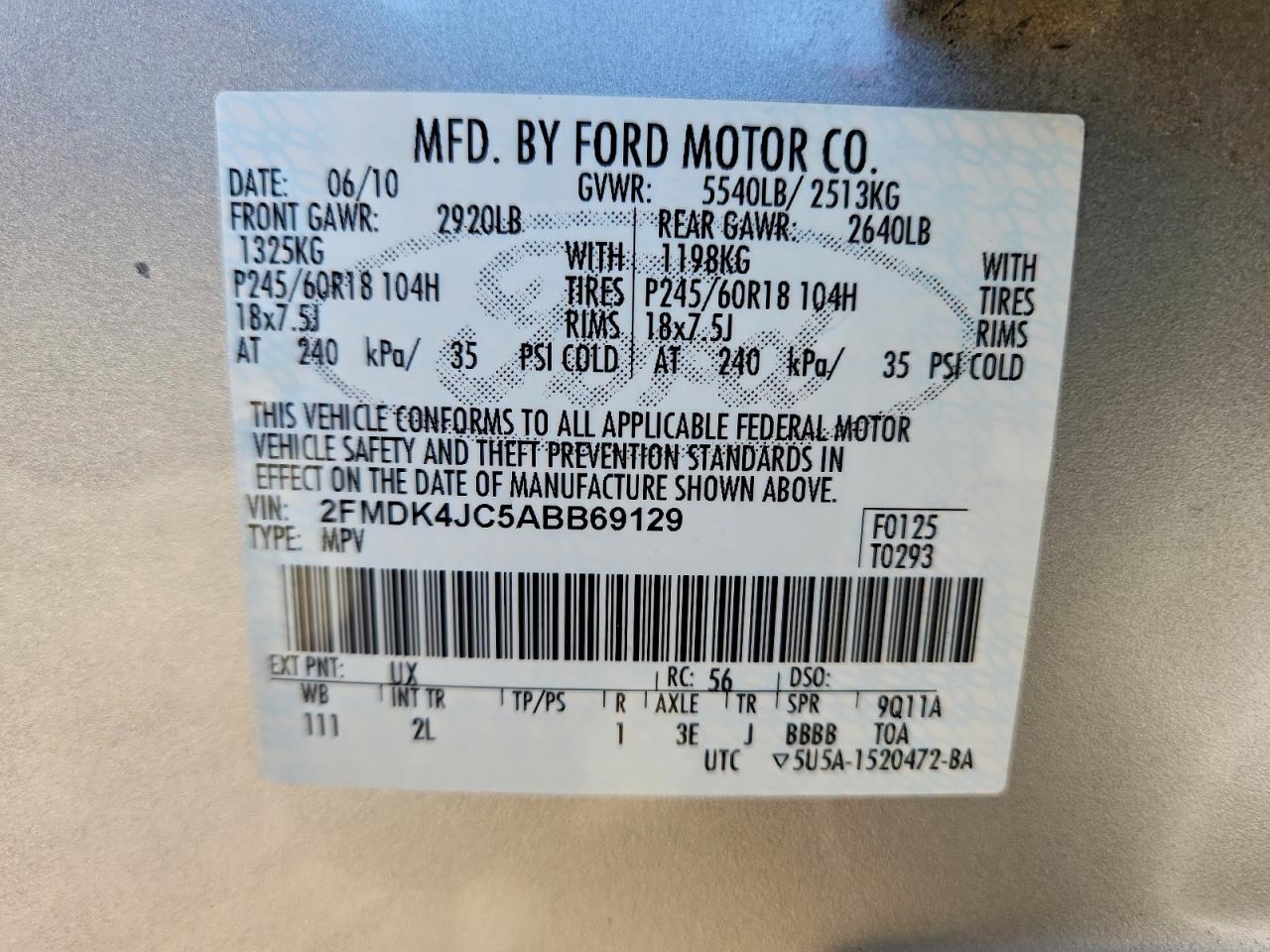 2010 FORD EDGE SEL photo 13