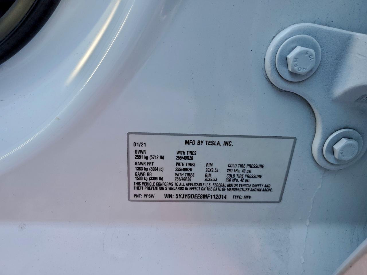 2021 TESLA MODEL Y photo 12