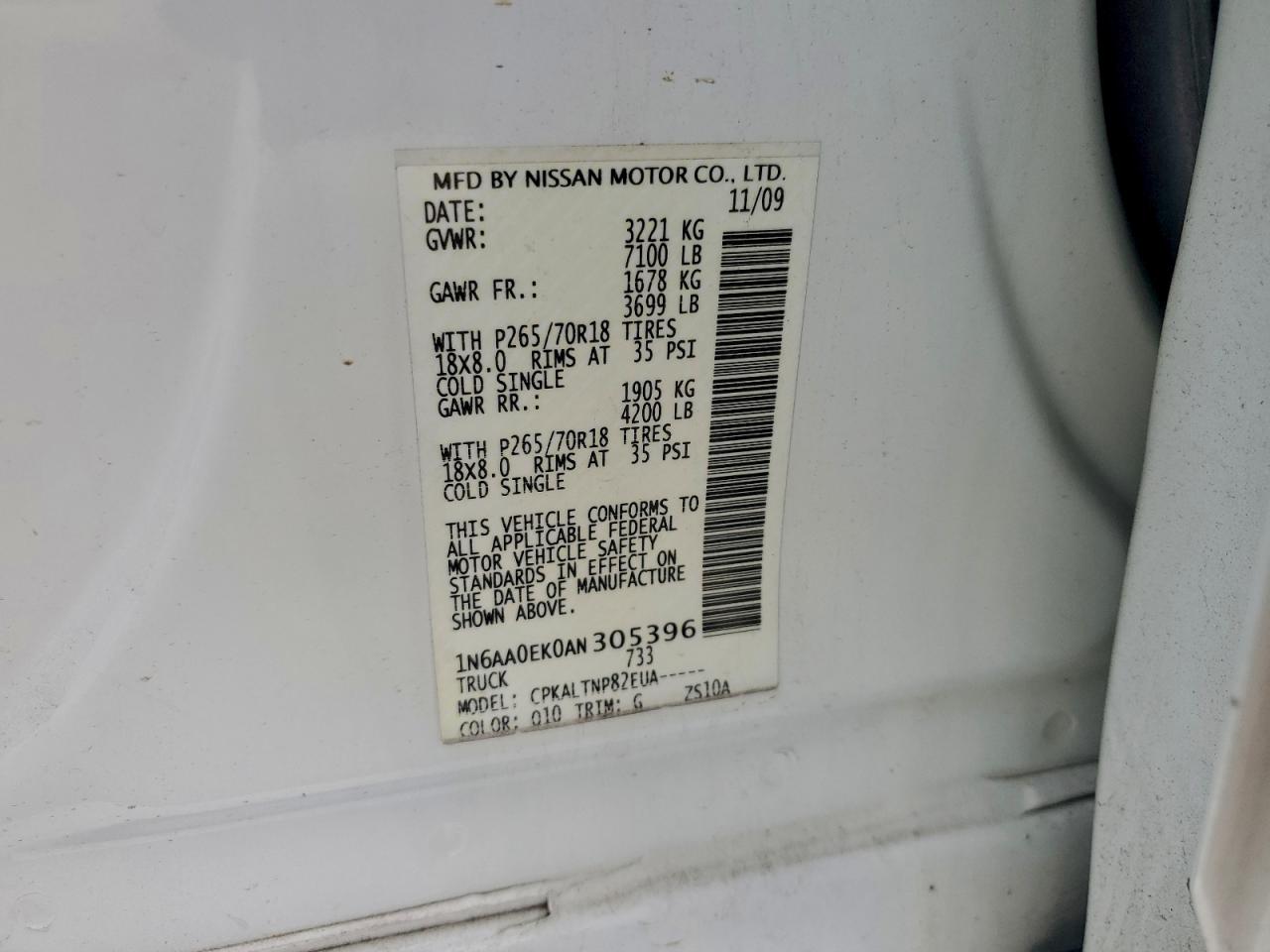 2010 NISSAN TITAN XE photo 12