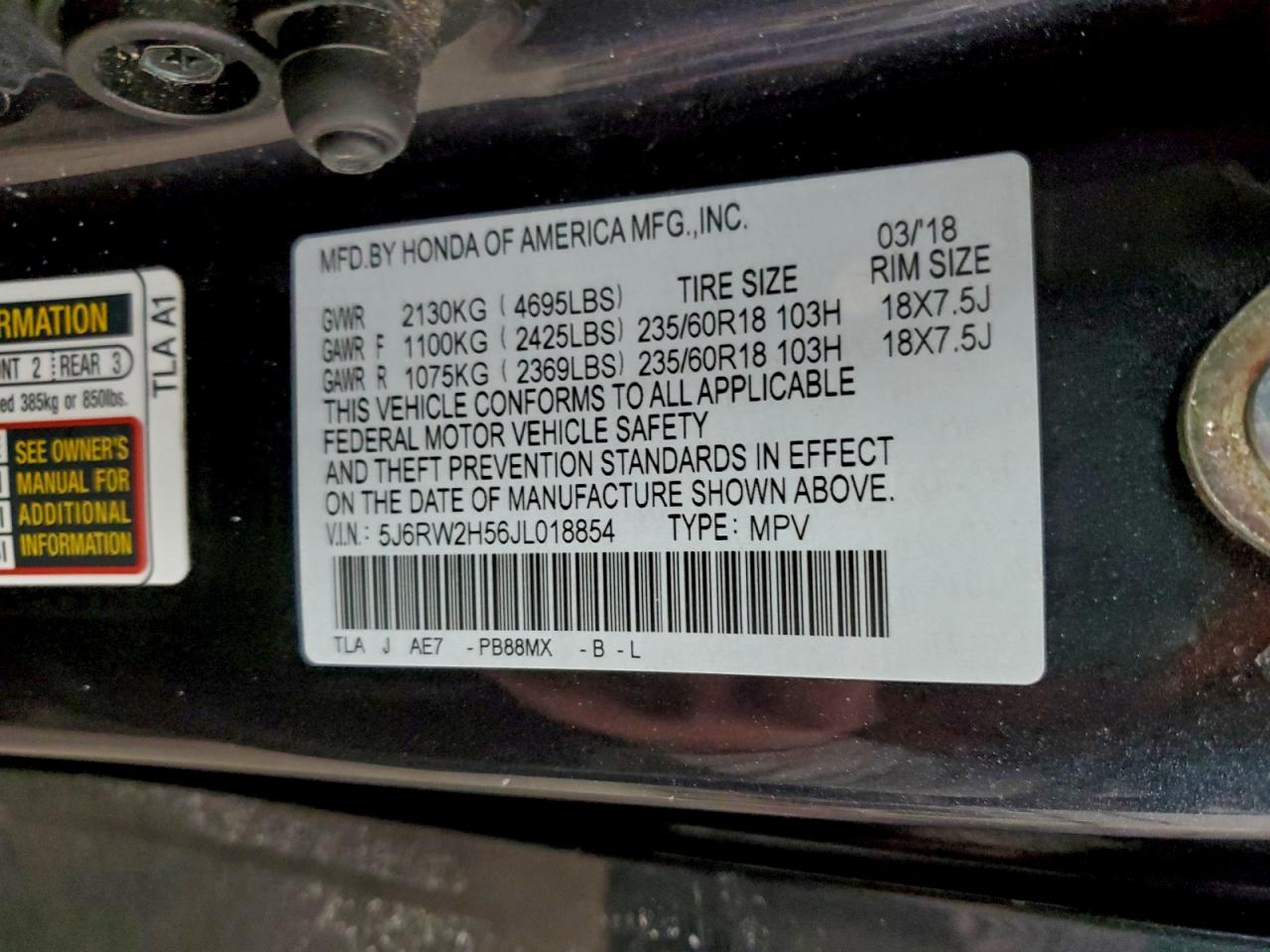2018 HONDA CR-V EX photo 12