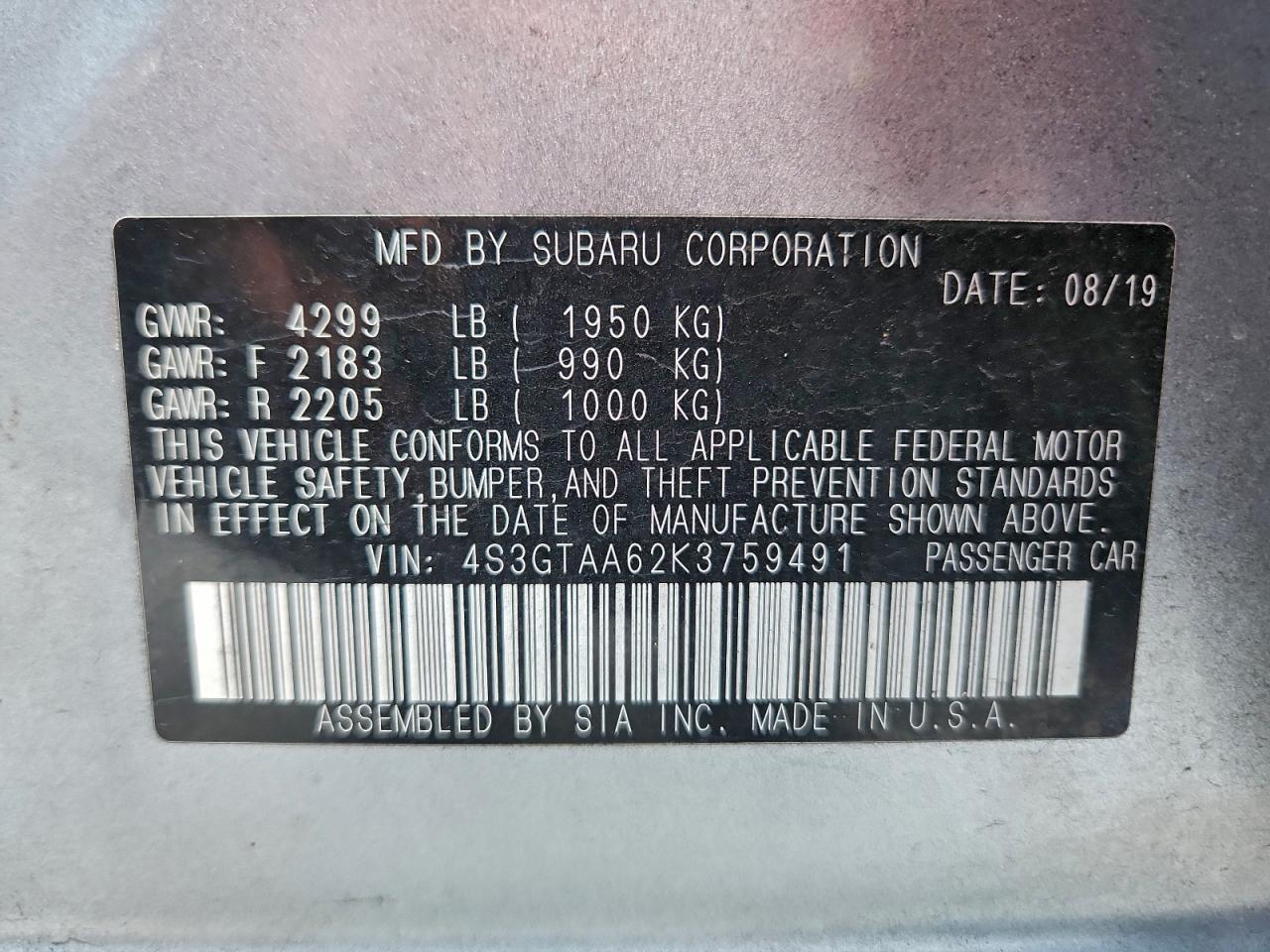 2019 SUBARU IMPREZA photo 13