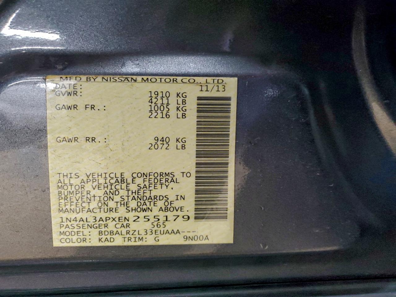 2014 NISSAN ALTIMA 2.5 photo 12