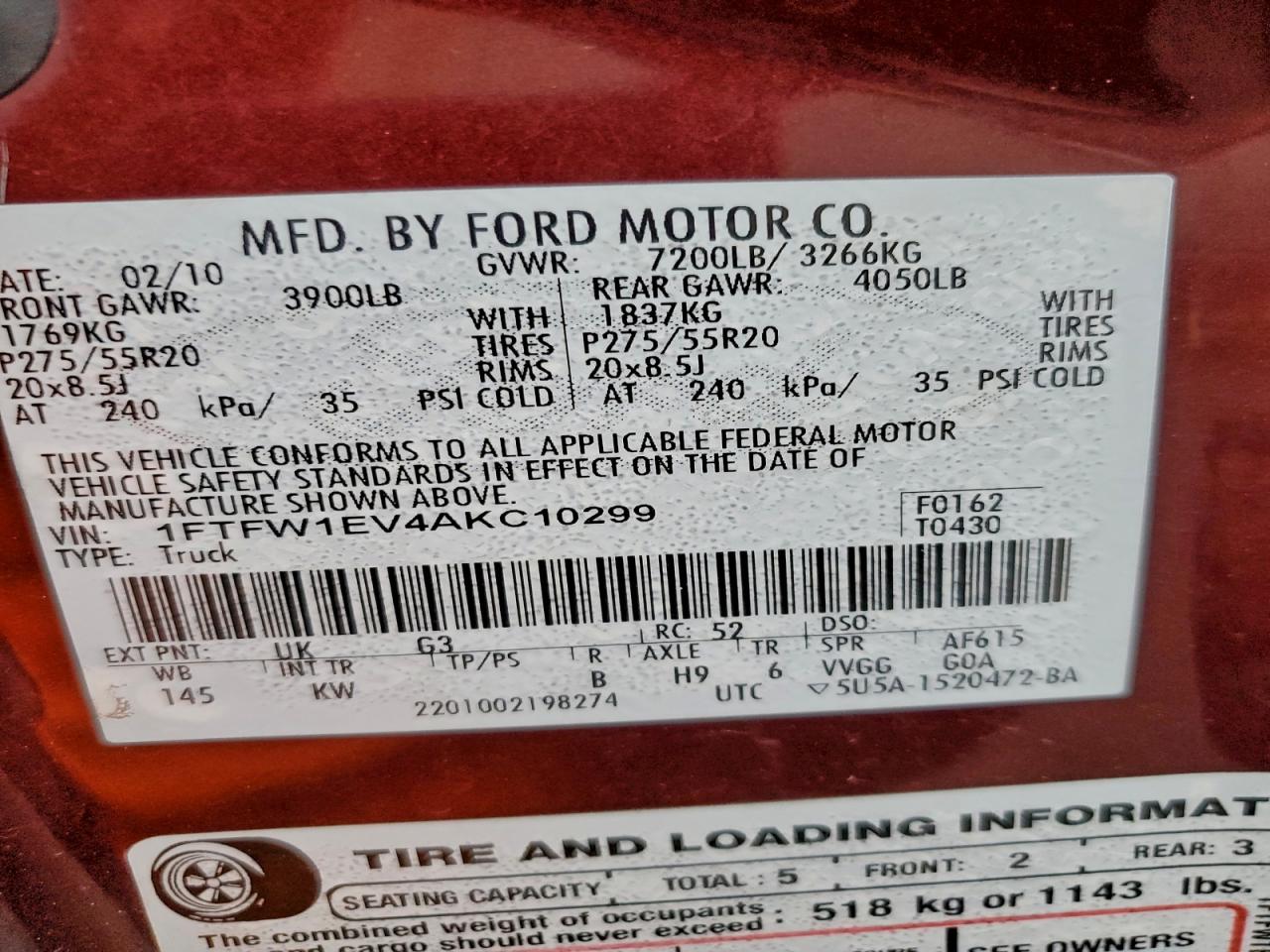 2010 FORD F150 SUPERCREW photo 12