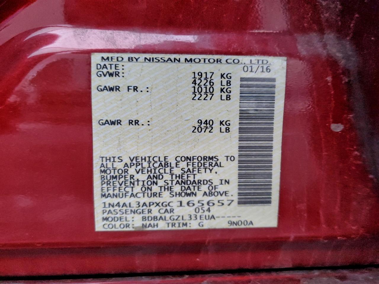 2016 NISSAN ALTIMA 2.5 photo 12