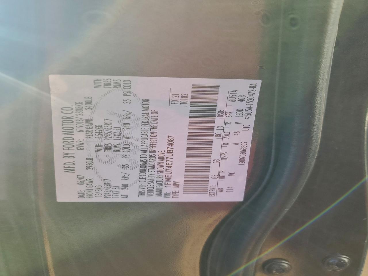 2007 FORD EXPLORER EDDIE BAUER photo 12