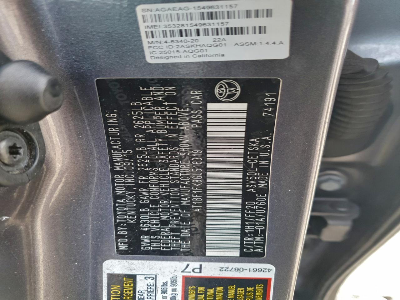 2016 TOYOTA CAMRY LE photo 12