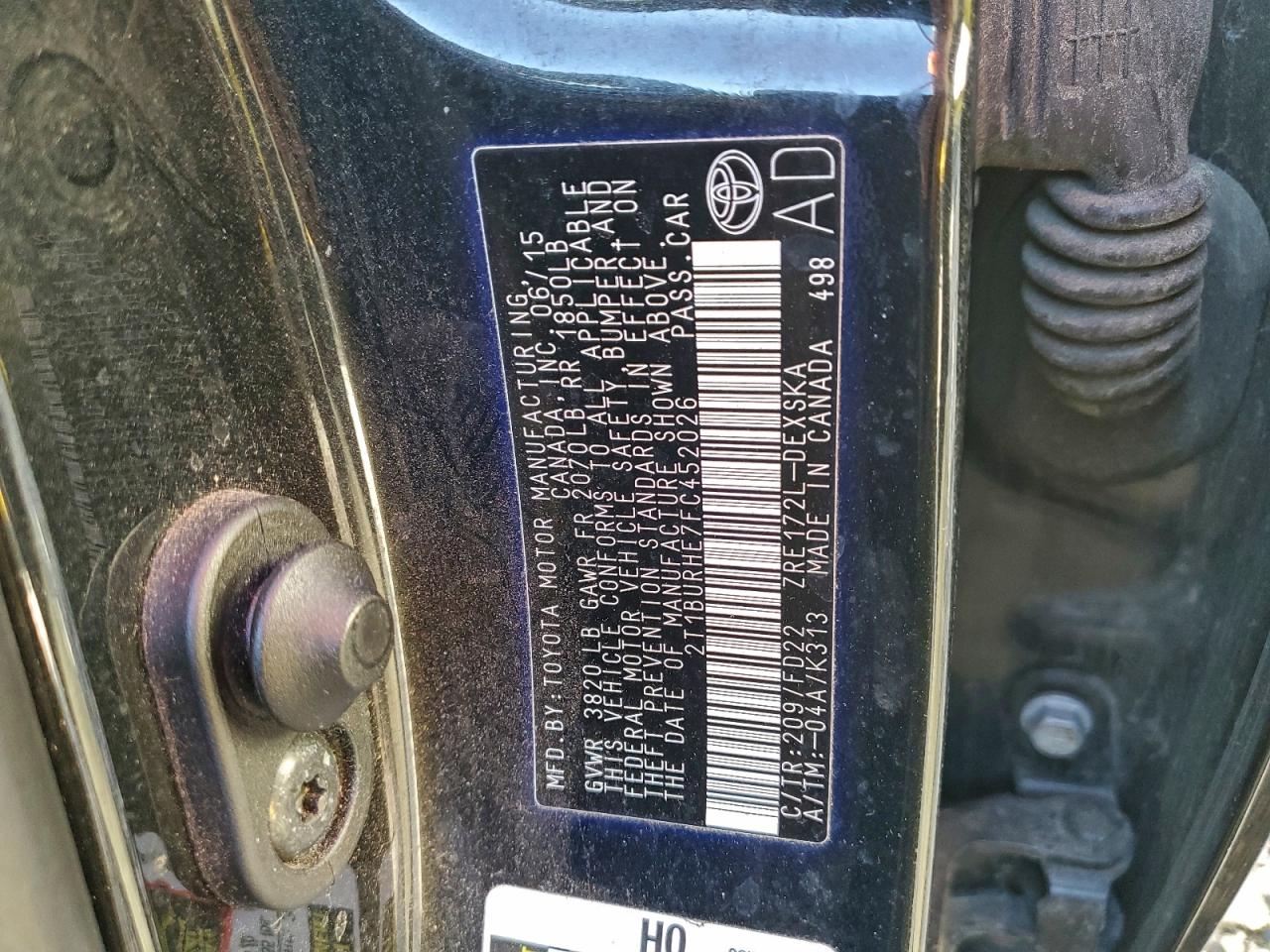 2015 TOYOTA COROLLA L photo 23
