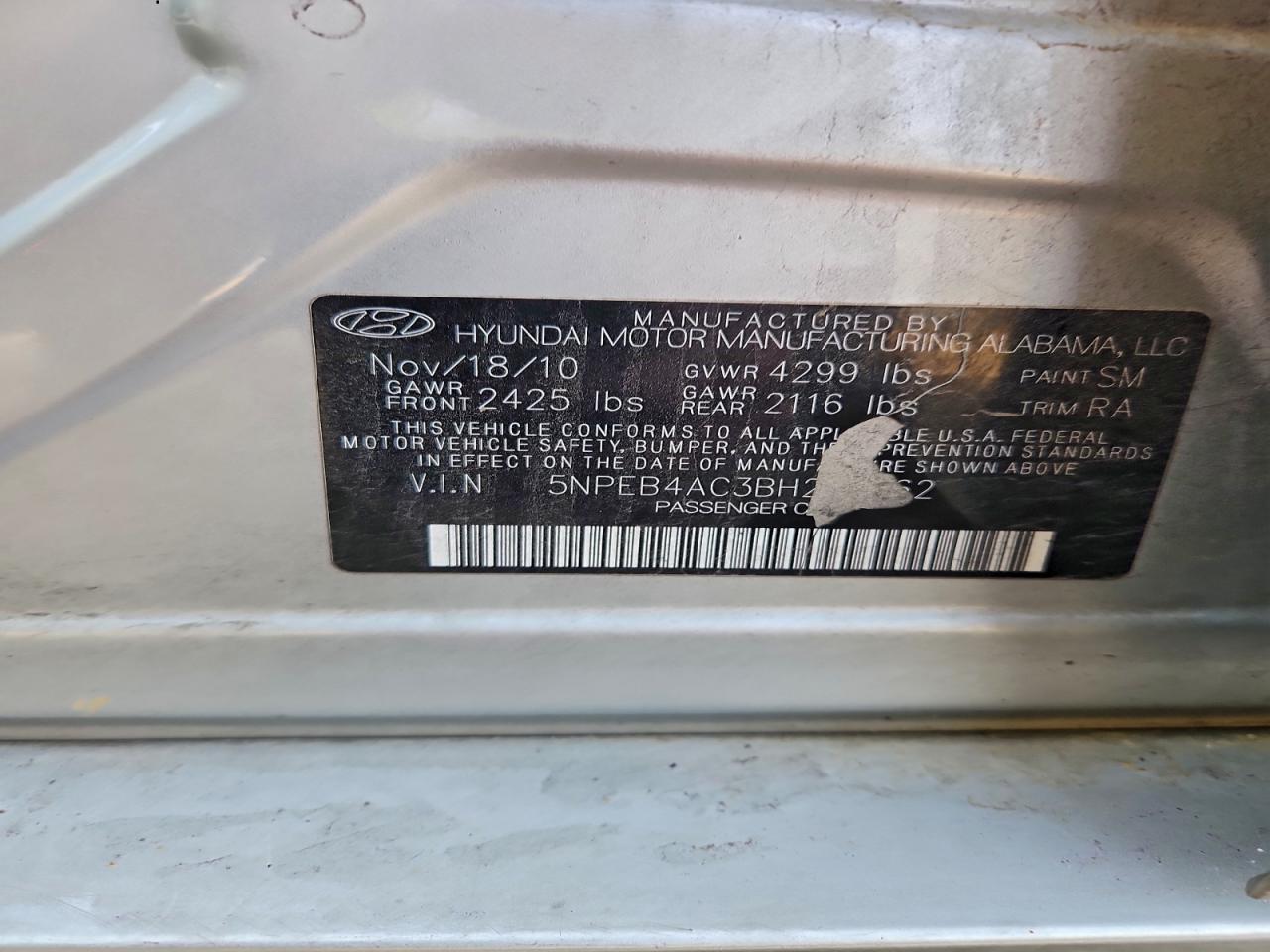 2011 HYUNDAI SONATA GLS photo 12