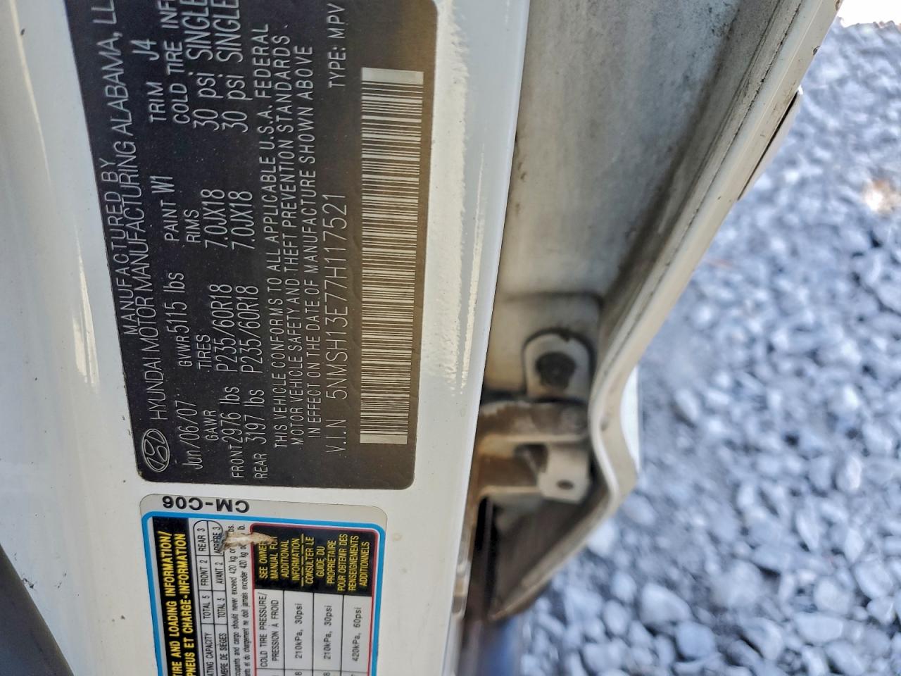 2007 HYUNDAI SANTA FE SE photo 13