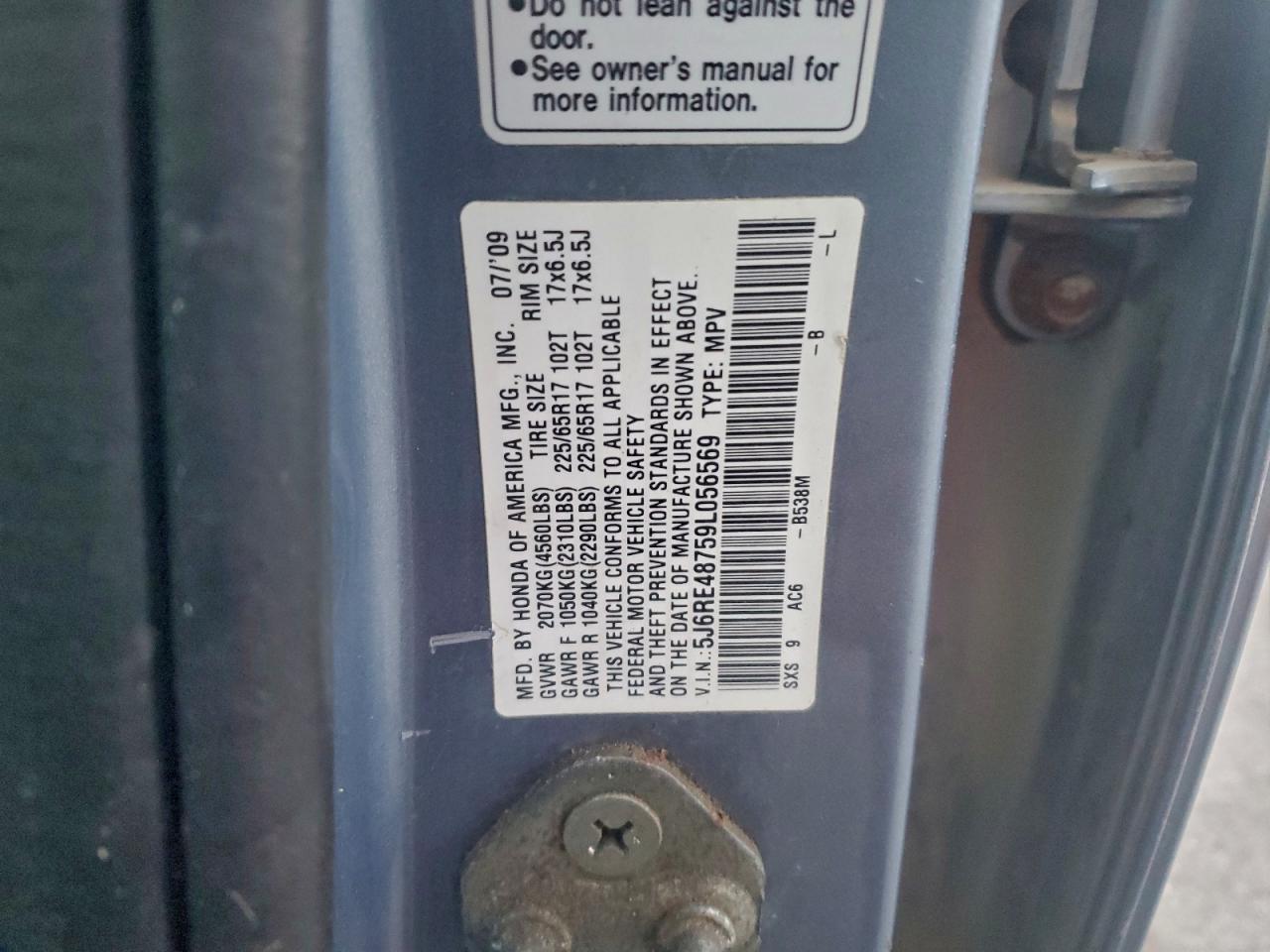 2009 HONDA CR-V EXL photo 13