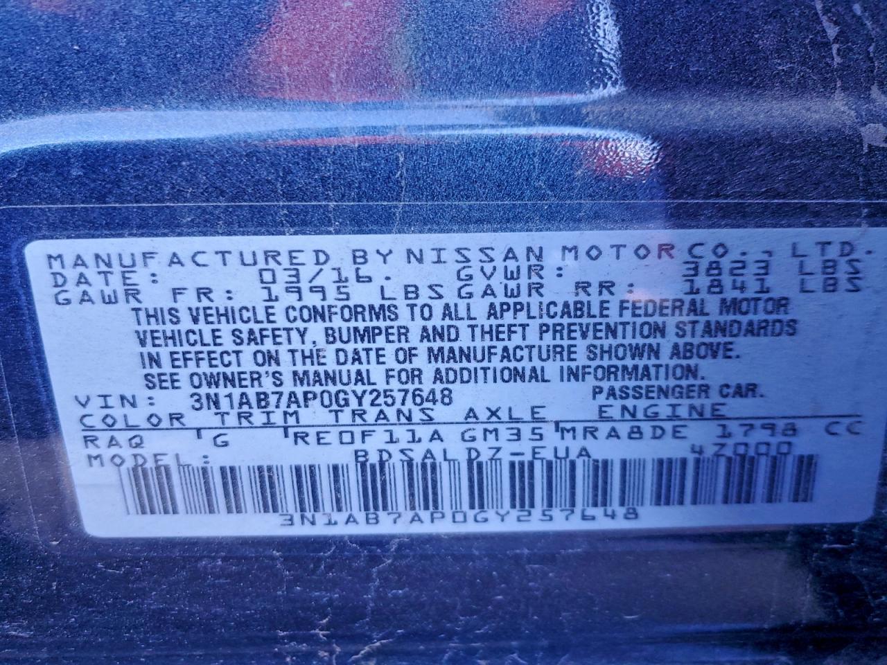 2016 NISSAN SENTRA S photo 12