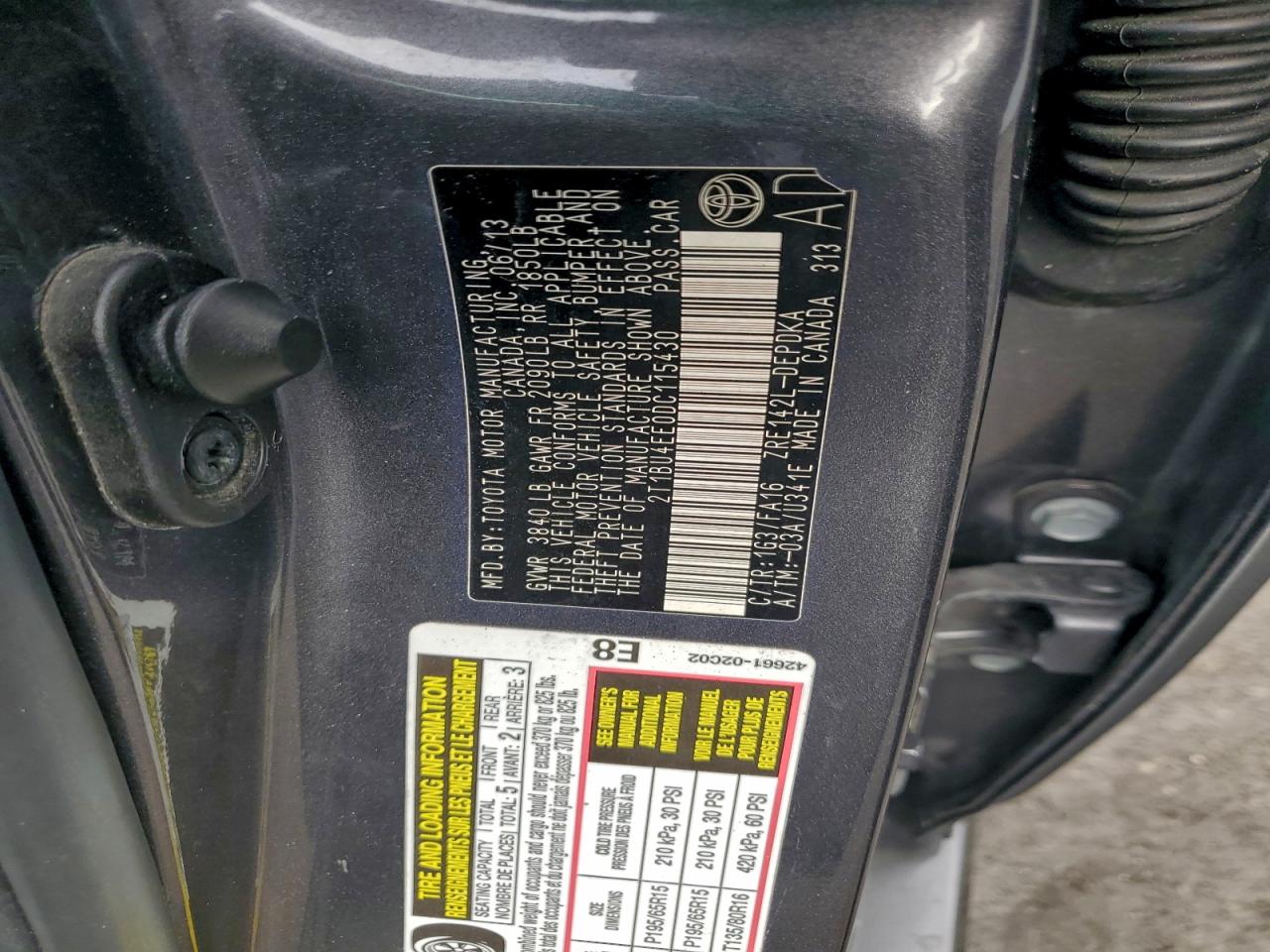 2013 TOYOTA COROLLA BASE photo 12