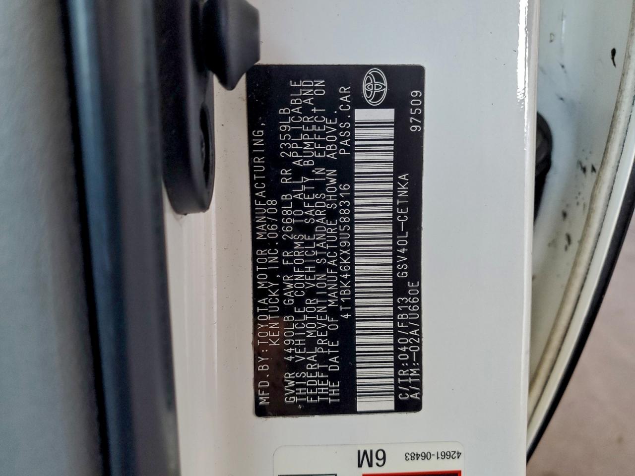 2009 TOYOTA CAMRY SE photo 12