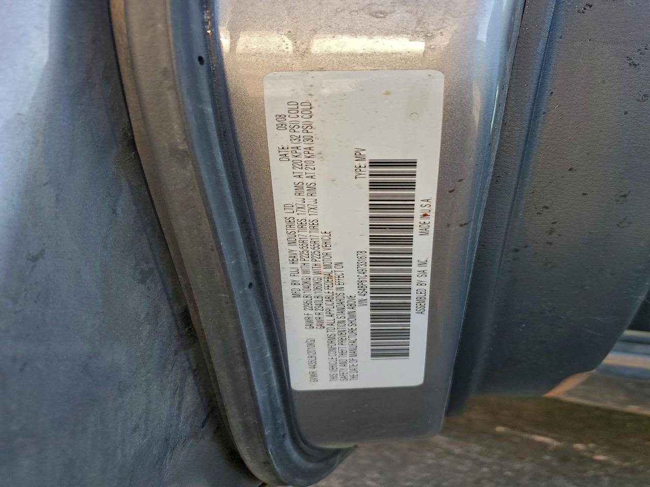 2009 SUBARU OUTBACK 2.5I photo 12